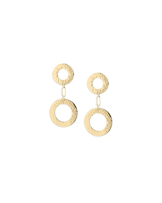 L. Klein 18K Yellow Como Hammered Circle Double Drop Earrings