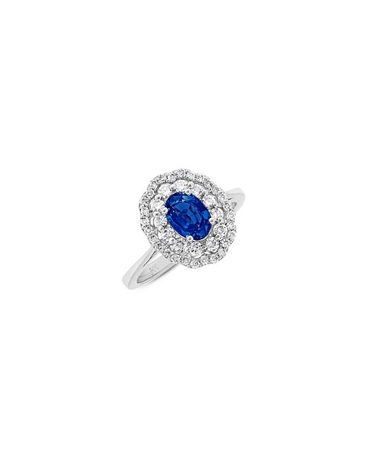 Bloomingdale's Sapphire Diamond Halo Oval Ring 14K White Gold
