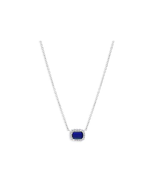 Bloomingdale's Sapphire Diamond Halo Pendant Necklace 14K White Gold