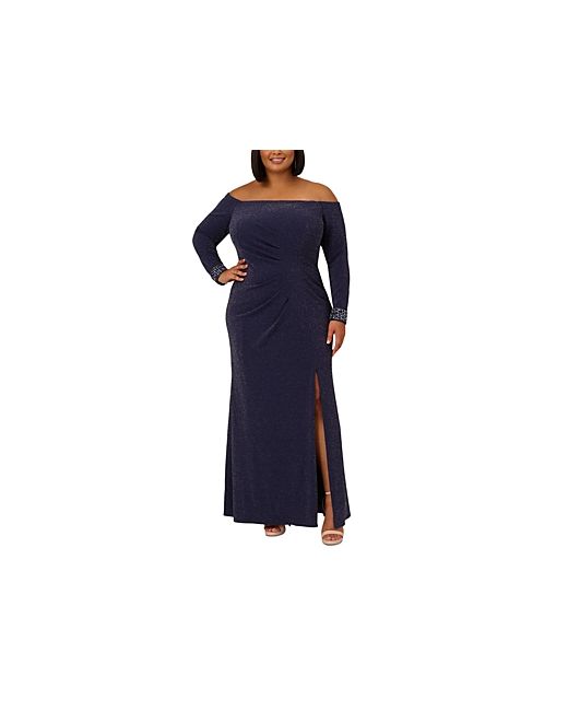 Adrianna Papell Metallic Off-the-Shoulder Gown