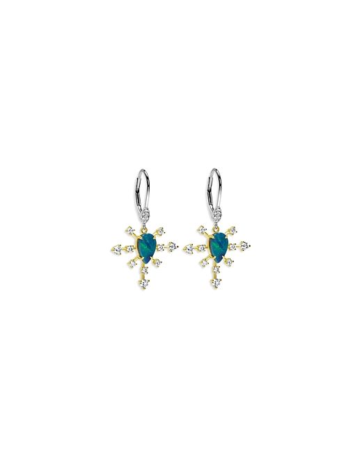 Meira T 14K Yellow White Gold Opal Diamond Starburst Drop Earrings