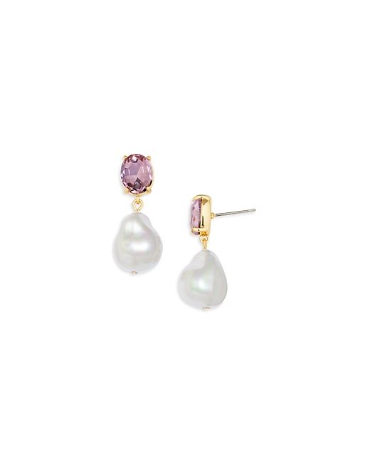Aqua Pink Imitation Pearl Drop Earrings