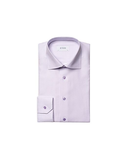 Eton Contemporary Fit Micro Check Textured Cotton-Tencel Dress Shirt