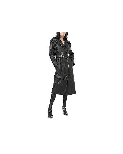 Pinko Faux Leather Moto Trench Coat