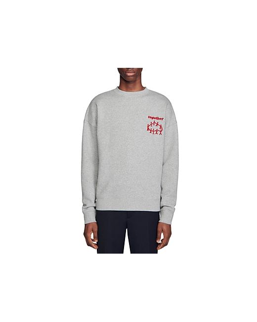 Sandro Brushed Fleece Long Sleeve Graphic Sweatshirt