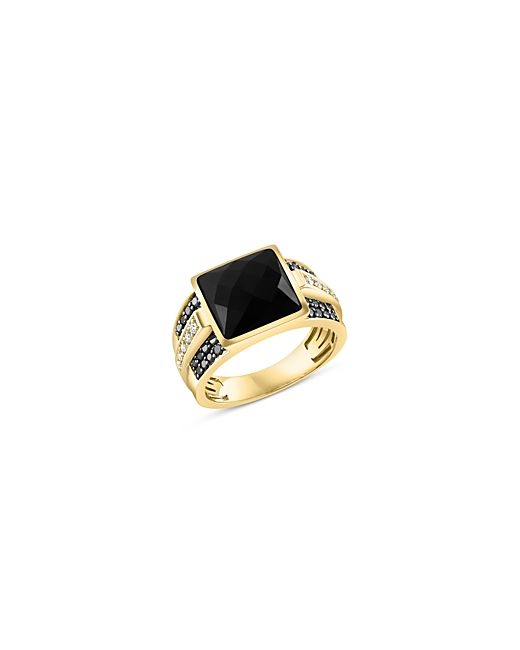 Bloomingdale's Onyx White Diamond Ring 14K Yellow Gold