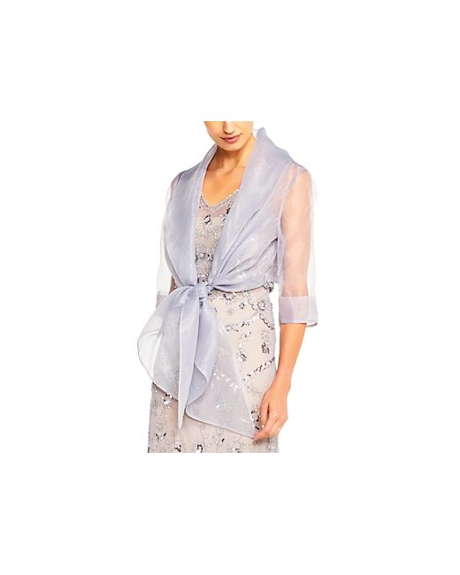 Adrianna Papell Organza Tie Front Wrap Jacket