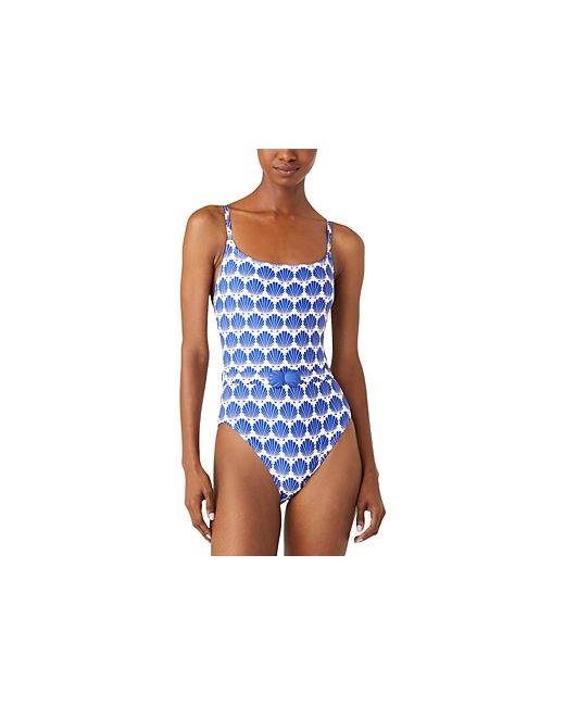 Kate Spade New York Belted Shell Print Swimsuit