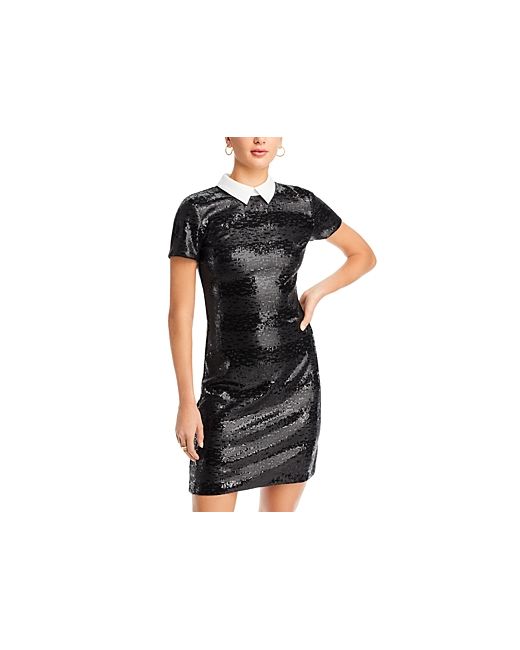 Karl Lagerfeld Contrast Collar Sequin Dress