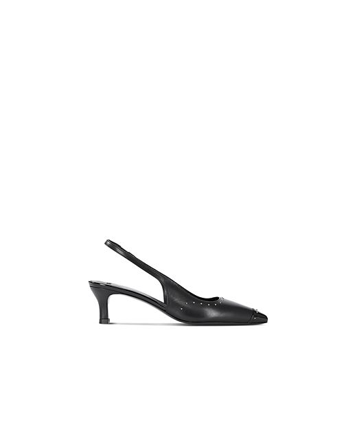 The Kooples Micro Studded Pointed Cap Toe Slingback Pumps