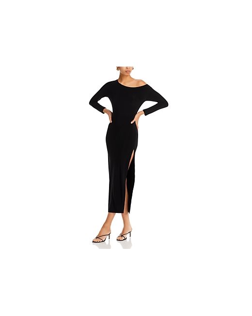 Norma Kamali Asymmetric Side Slit Midi Dress