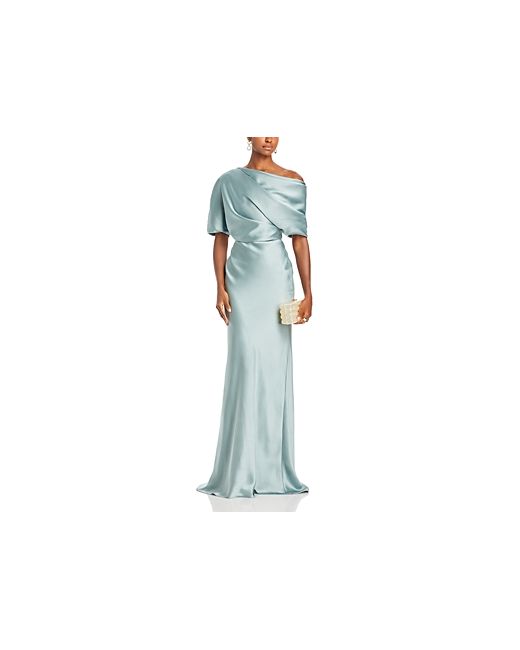 Amsale Draped Satin One Shoulder Dress