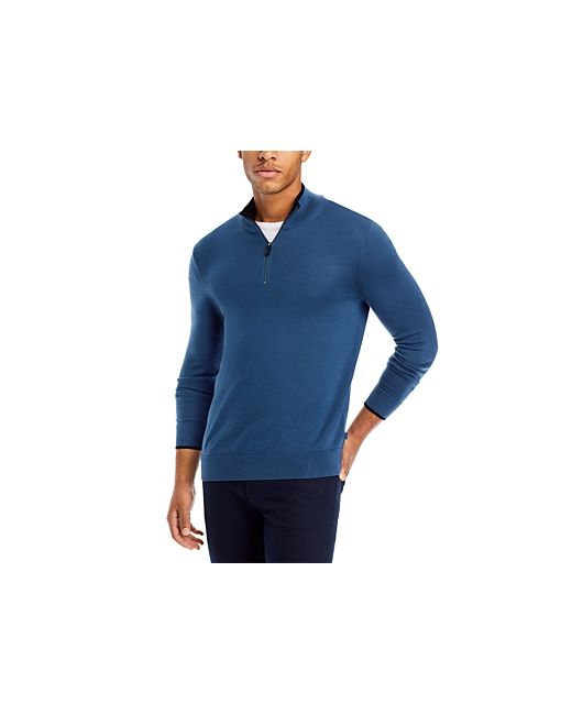 Michael Kors Contrast Trim Merino Wool Quarter Zip Sweater