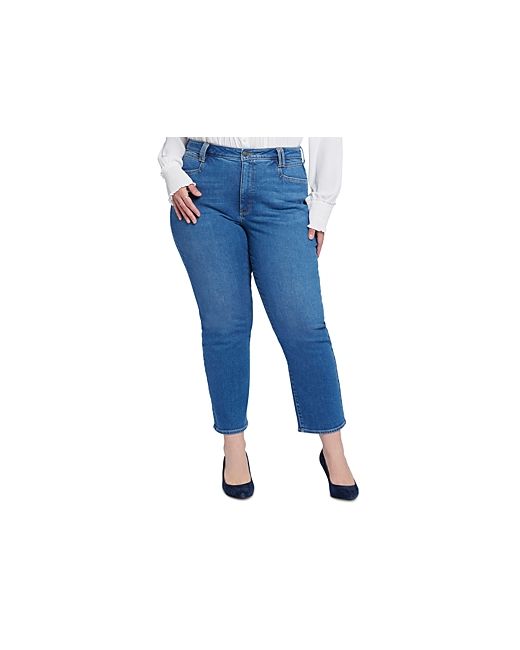 NYDJ Plus High Rise Relaxed Straight Ankle Jeans