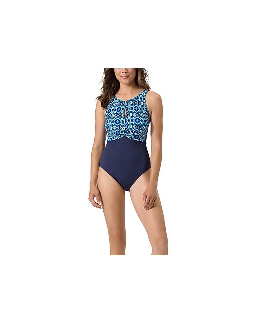 Tommy Bahama Island Cays Ikat High Neck One Piece Swimsuit