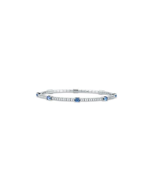 Extensible 18K White Gold Sapphire Diamond Stretch Tennis Bracelet
