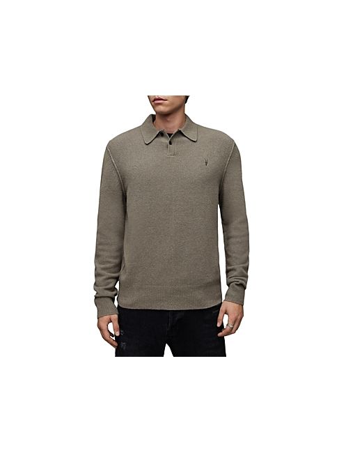 AllSaints Statten Solid Long Sleeve Polo Shirt