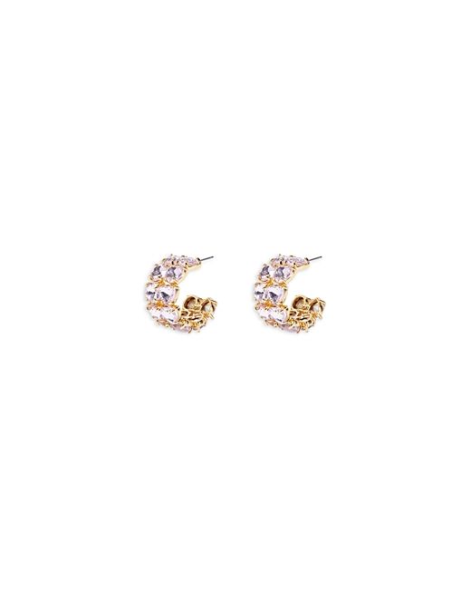 Lele Sadoughi Heart Crystal C Hoop Earrings 14K Gold Plated