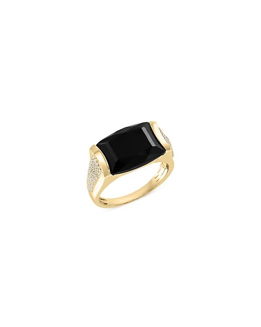 Bloomingdale's Onyx Diamond Ring 14K Yellow Gold