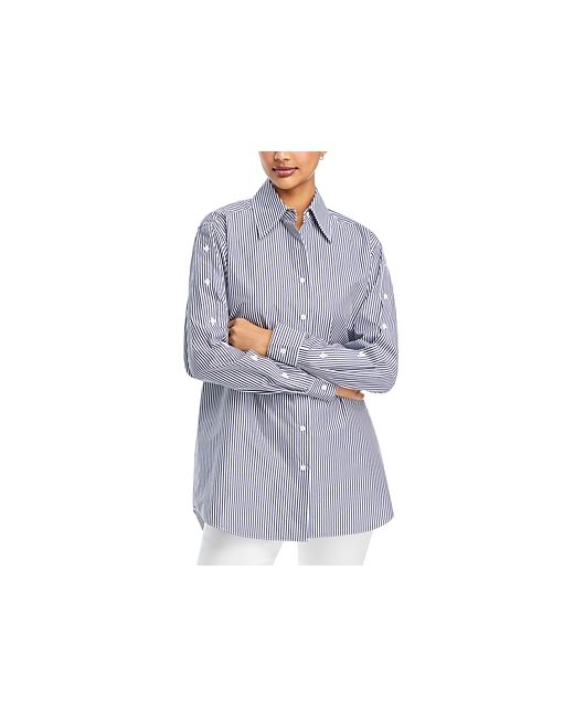 Lafayette 148 New York Button Sleeve Oversized Cotton Shirt