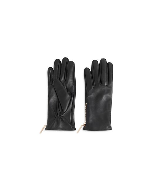 Whistles Zippered Leather Gloves