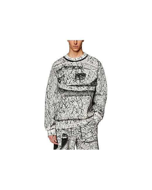 Diesel -Macoval Cotton Fleece Coated Logo Print Oversized Fit Crewneck Sweatshirt