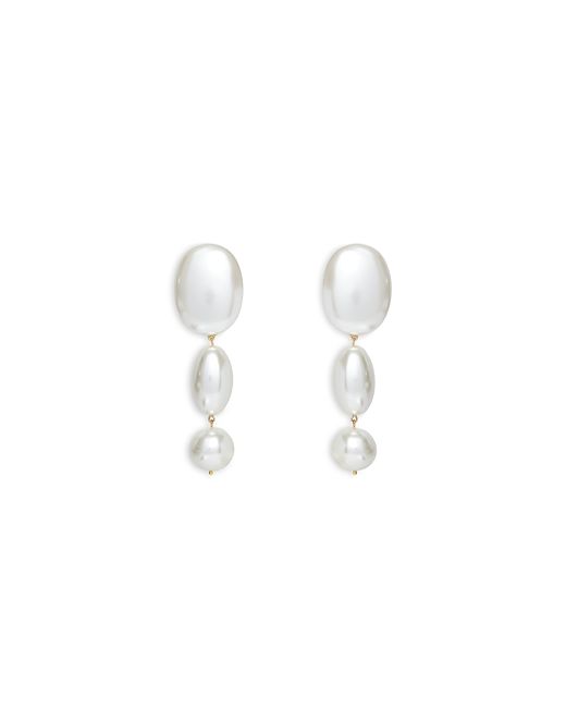 Lele Sadoughi Imitation Pearl Bubble Linear Drop Earrings 14K Gold Plated