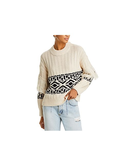 Aqua Fair Isle Fringe Sleeve Sweater 100 Exclusive