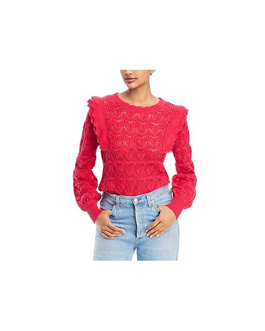 Single Thread Pointelle Cotton Ruffle Sweater