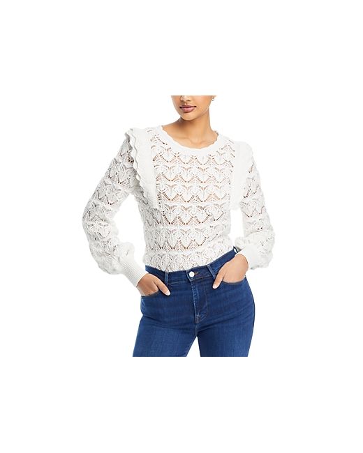 Single Thread Pointelle Cotton Ruffle Sweater