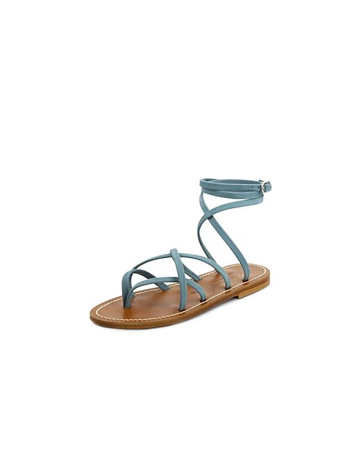 K. Jacques Zenobie Leather Ankle Wrap Thong Sandals