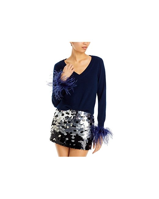 Milly Merino Wool Cashmere Feather Cuff Sweater