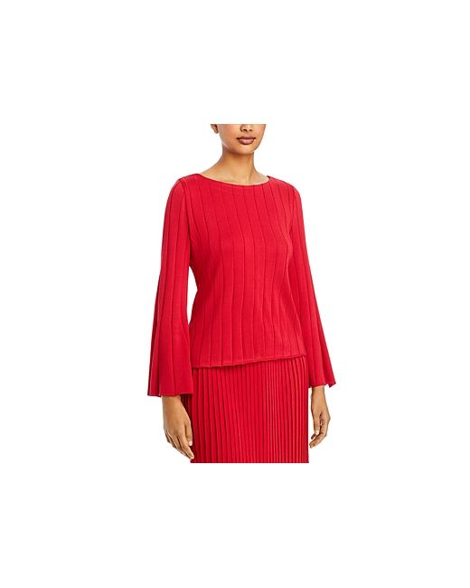 Misook Ribbed Knit Bell Sleeve Top