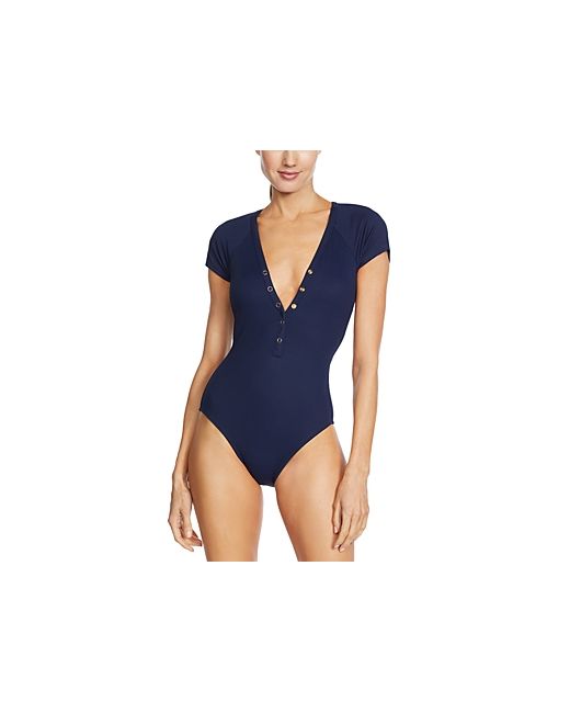 Robin Piccone Snap Front One Piece Swimsuit