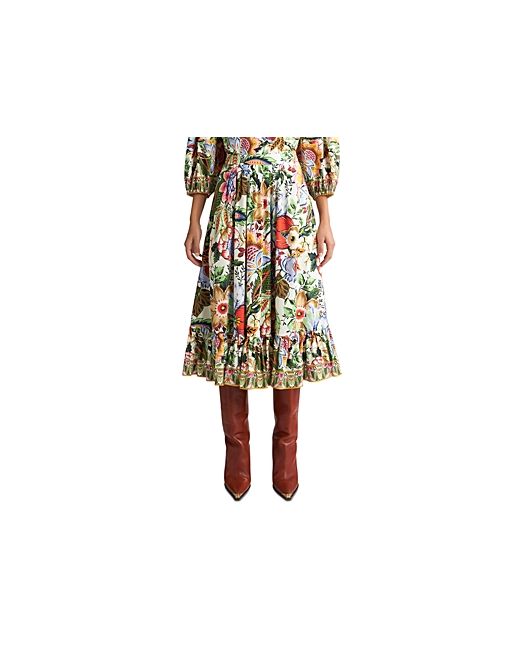 Etro Floral Print Cotton Midi Skirt