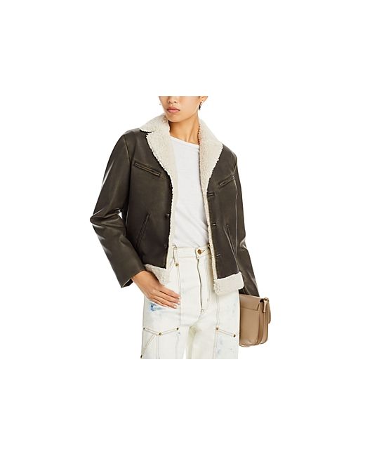 Mother The Mile High Faux Leather Sherpa Jacket