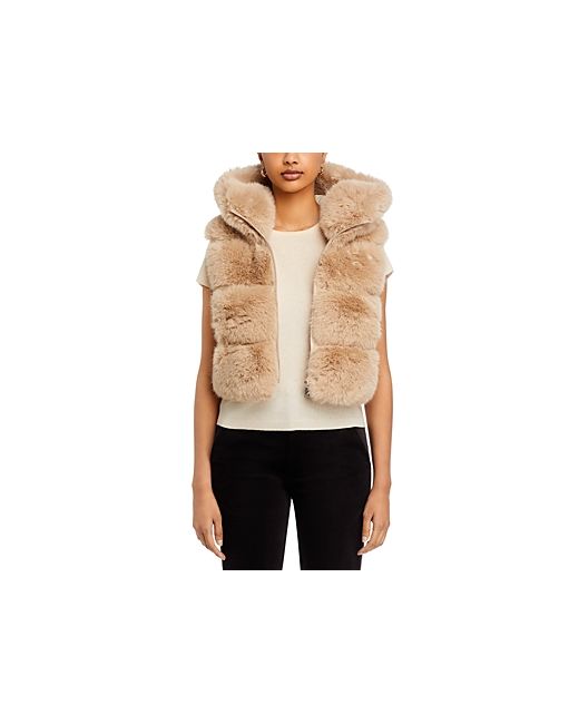 Adrienne Landau Hooded Faux Fur Cropped Vest