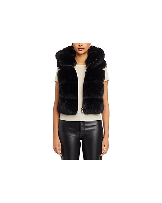 Adrienne Landau Hooded Faux Fur Cropped Vest