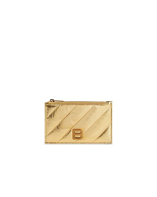 Balenciaga Crush Metallized Quilted Long Coin and Card Holder