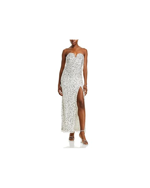 Liv Foster Strapless Sequined Column Gown