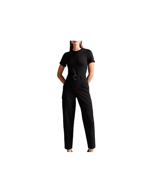 Ted Baker High Rise Belted Tapered Cargo Jumpsuit