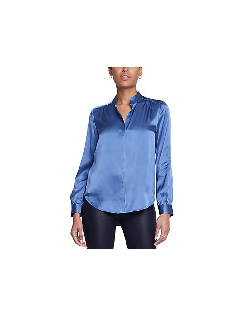 L'agence Bianca Silk Banded Collar Blouse