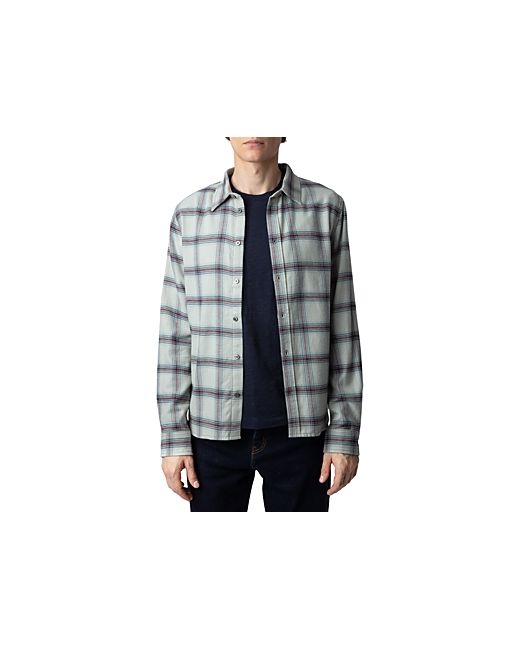 Zadig & Voltaire Stan Flannel Long Sleeve Button Front Shirt