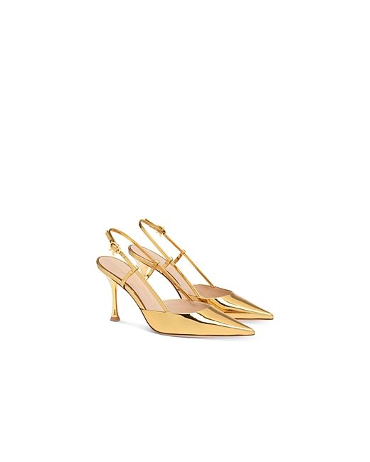 Gianvito Rossi Ascent Pointed Toe Metallic Slingback High Heel Pumps