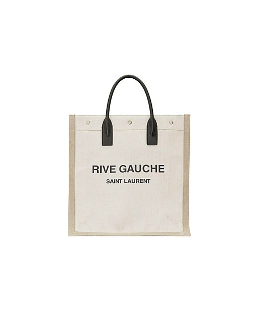 Saint Laurent Rive Gauche North/South Linen and Leather Tote