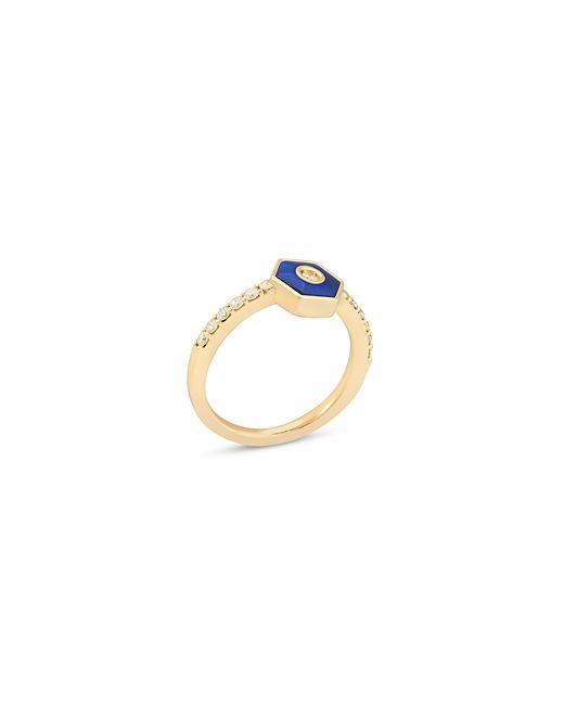 Miseno Jewelry 18K Yellow Gold Baia Lapis Lazuli Diamond Hexagon Ring