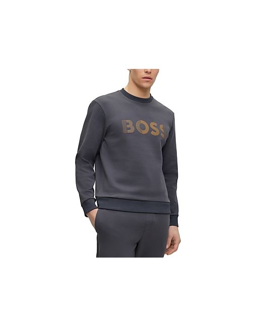 Boss Salbo Cotton Blend Striped Logo Sweatshirt