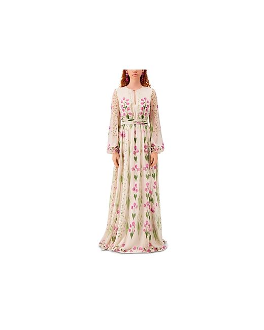 Giambattista Valli Long Sleeve Floral Print Silk Georgette Gown