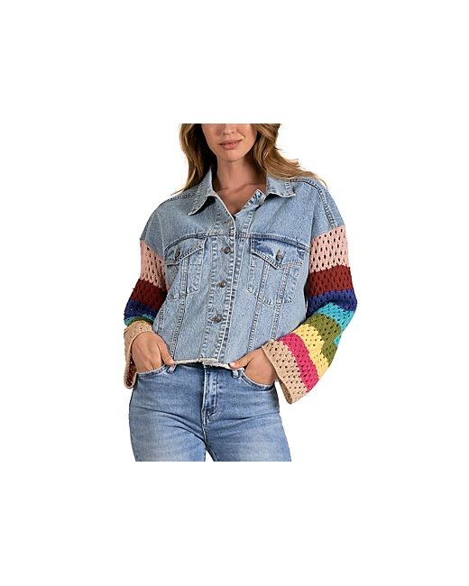 Elan Crochet Sleeve Cropped Jacket