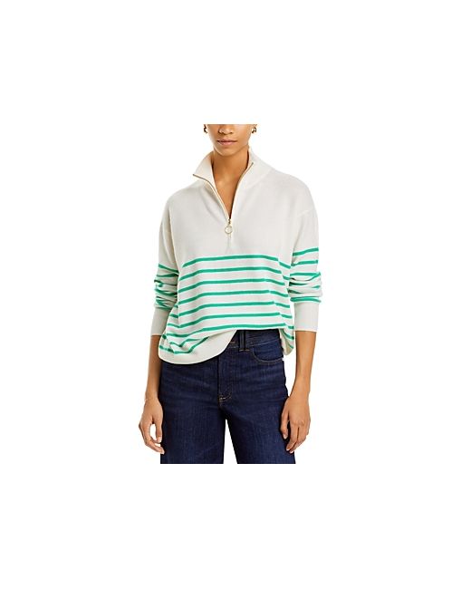 C By Bloomingdale's Cashmere Mock Neck Quarter Zip Striped Cashmere Sweater 100 Exclusive